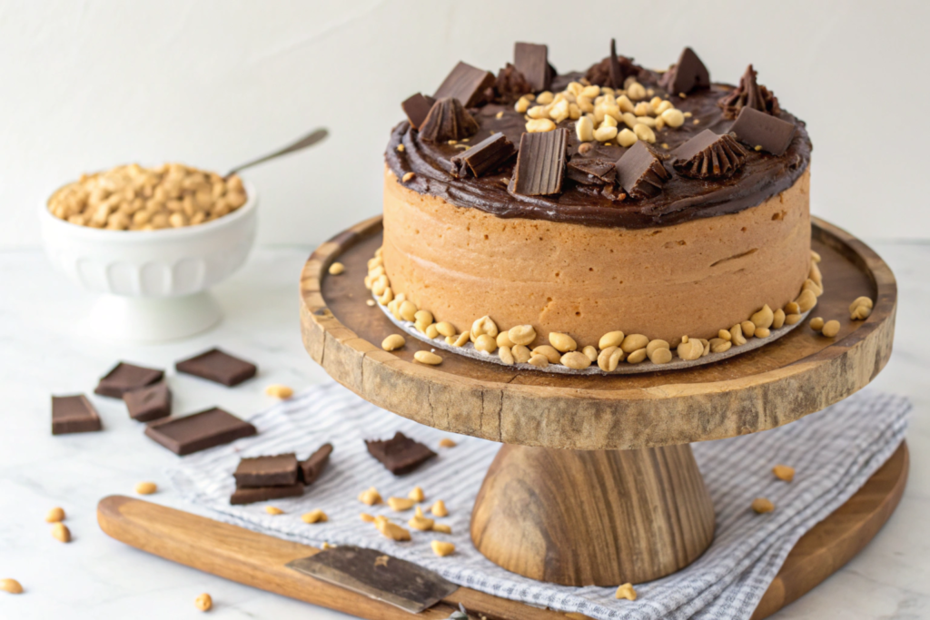 peanut butter cake with chocolate frosting