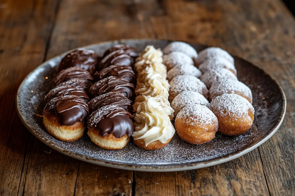 Difference between eclairs and cream-filled donuts?