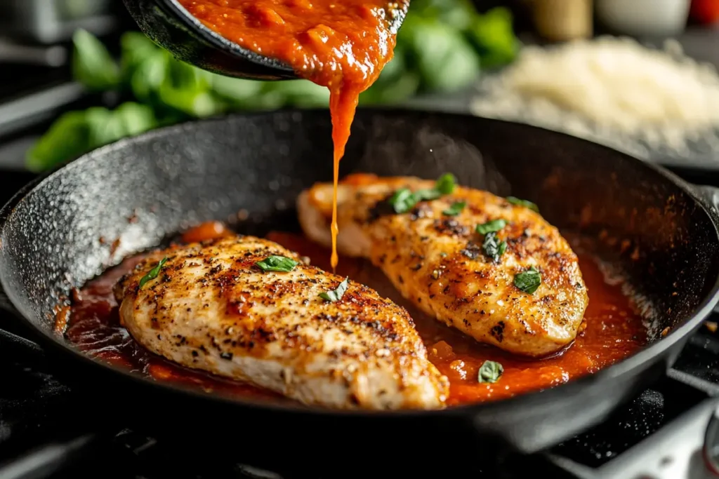Chicken with marinara sauce
