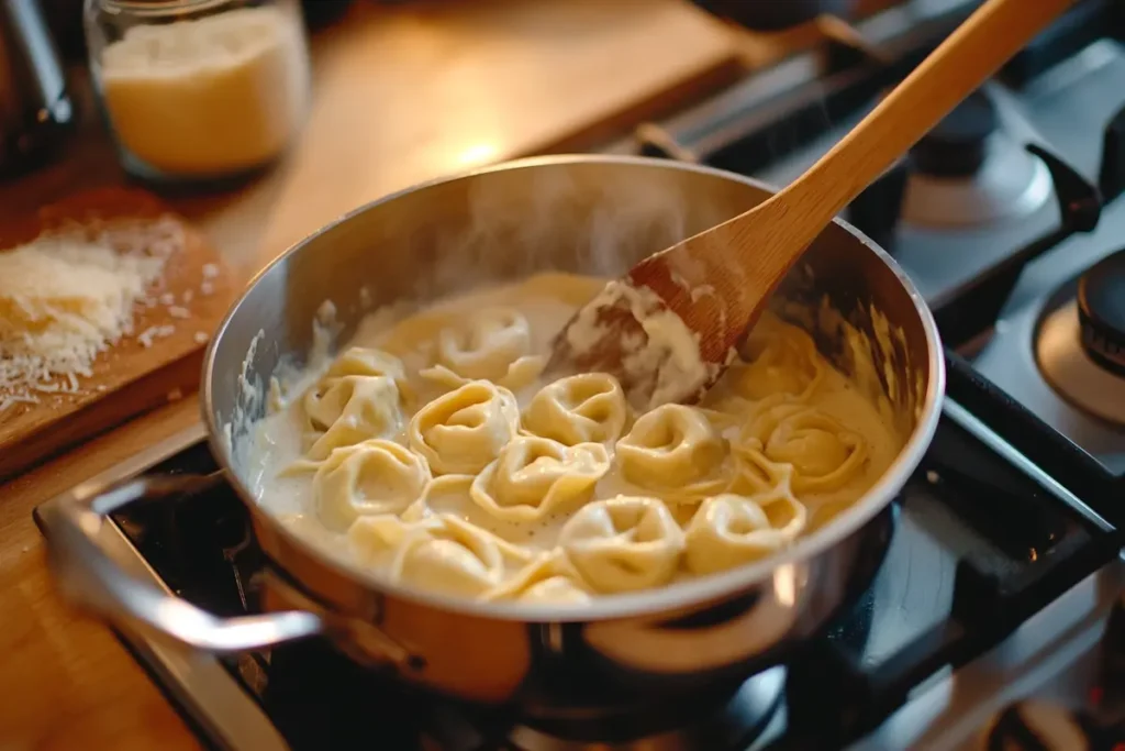 Crispy Chicken Tortellini Alfredo